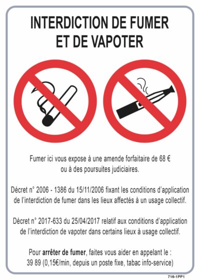 Interdiction de fumer et vapoter